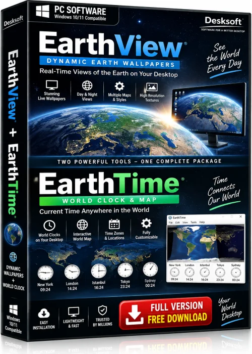 Desksoft EarthView + Desksoft EarthTime Full Pc Free Download