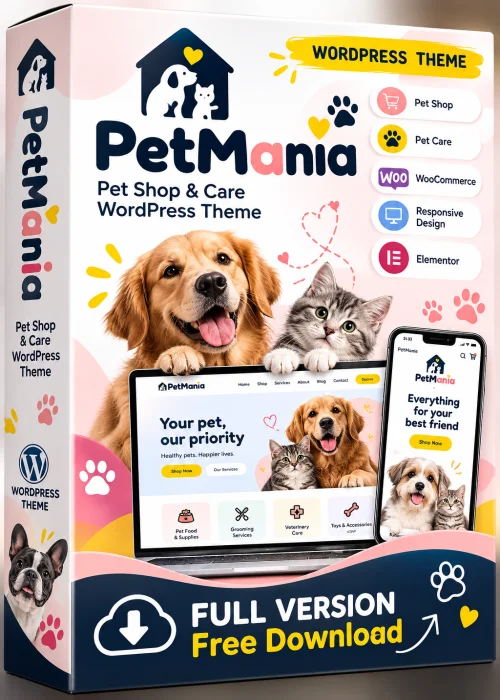PetMania - Pet Shop & Care Worpdress Theme Free Download